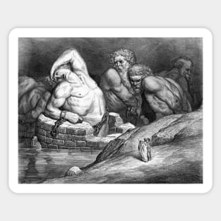 The Titans and Giants in Hell - Dante's Inferno -Gustave Dore Sticker